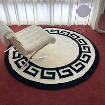 프리미엄 메리노 양모 러그 라운드 블랙, 단일사이즈