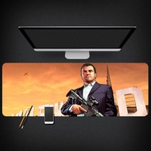 Grand Theft Auto 마우스 패드 GTA5 마우스 패드 대형 컴퓨터 게임 노트북 키보드 마우스 장패드 책상 패드 pc 게임 모바일 게임 캐릭터 마우스패드, 02_300x800mm | 4mm