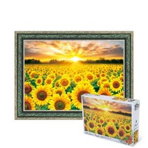 퍼즐피플 토이앤퍼즐 풍경 일러스트 직소퍼즐, 노을진 해바라기 500피스 액자포함(엔틱그린), 500피스