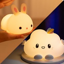 실리콘무드등 버니 클라우드 2종 충전식 무드등 취침등 수유등 휴대용 LED 특이한무드등 무선 조명, LED버니무드등