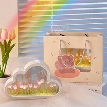 튤립 조명 거울 수제 diy 특별한 선물 감동 인테리어 소품 독특한 특이한, 보라색 튤립