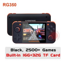 anbernic rg350 rg350p rg350m 레트로 비디오 게임 콘솔 휴대용 게임기 64 비트 미니 게임기 지원 hdmi 출력 선물, rg350 블랙 48g, 가방 HD