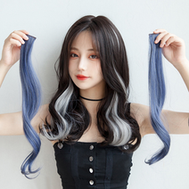 헤어 브릿지 포인트 옴브레 붙임머리 똑딱이 컬러 피스 셀프 부분 가발 스트레이트 웨이브, 스트레이트형, 애쉬그레이