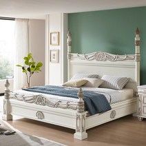 브리오 원목 침대 프레임 K 킹침대 아이보리, 단품