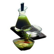 Mepra 샐러드 드레싱 병 트레이 및 소금 쉐이커 - 브러시드 스틸 마감 세트 식기세척기 사용 가능 서빙웨어 290561S