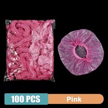 100/200pcs 일회용 샤워 캡 탄성 플라스틱 랩 커버 식품 부직포 목욕 모자 방수 샤워 캡 주방 액세서리, 100PCS 핑크, 100개
