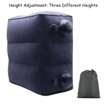 PVC 팽창식 여행 베개 발 받침대 비행기 자동차 버스 발판 쿠션 높이 조절 가능 비행 수면 다리 지지대, Blue Footrest Pillow_3, Blue Footrest Pillow