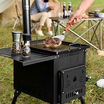 캠핑용 접이식 화목난로 77x56cm 야외난로 굴뚝화로대, 단품