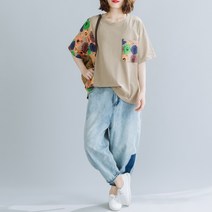 Girl Wow 반팔 티 왕언니 빅 사이즈 루즈 여름 쿨링 원단 한복 티