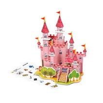 입체 퍼즐 세트 3D 종이 모형 DIY 미니어처 조립 어린이 행사 단체 만들기 키트 배 비행기 건축물 재료, 입체퍼즐 (핑크성) ＋ 사은품 증정, 1개