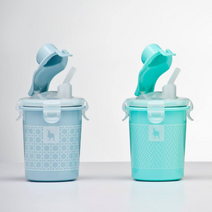 어린이 빨대컵 유아용 이중 스텐 빨대컵 캥거부, 오렌지