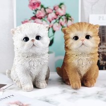 페르시안 키티 고양이 장식 마블 피규어 인형 장식품 인테리어 소품 디자인 아이디어 상품, 화이트
