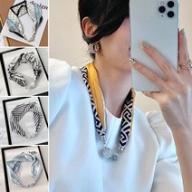 봄패션 미니 스카프 마그네틱 큐빅 목걸이 메는법 꽃무늬 실크 링 코디