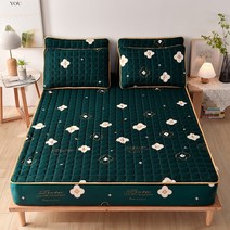 라지킹침대 두꺼운 퀼트 매트리스 커버 킹 퀸 침대 시트 항균 패드 베개 없음 1 개, 01 1pc sheet90x200x30, [01] fanke