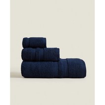 독일 ZARA HOME 직구 더블 트리밍 수건 네이비, 샤워타월 100 x 180cm, 1개