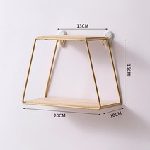 철제수납 선반옷정리함 바구니 소품정리함Wooden&Iron Wall Shelf Organizer Holder Nordic Dining Room Wa, 01 Gold S_01 계층