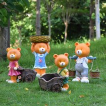 씽로드 곰돌이 가족 곰돌이 모형 베어 장식 동물 장식품 야외 정원 화단꾸미기, 단일사이즈, B 4마리 세트