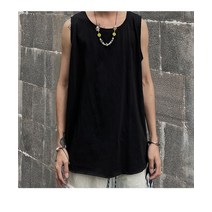 남자의 새로운 패션 유럽과 미국 조끼 하이 스트리트 솔리드 컬러 힙합 조수 느슨한 내부 바닥 민소매 셔츠 티셔츠
