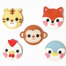동물 가죽 손거울 만들기/세트 캐릭터 DIY 바느질 부자재 공예 교구 애니멀 수제 목걸이 공방 학교 재료 미술 학생 단체 행사 아트, 여우