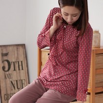 백합사 진주프릴타이 여성용 블라우스 티셔츠 [B83-203] 마담 미시 중년의류 진주 리본
