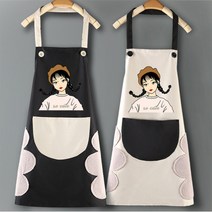 블룸 소녀디자인 핸드타월 일체형 방수앞치마, 핑크