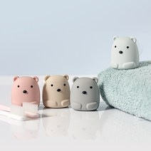 모두스마일 거꾸로 실리콘 곰 칫솔꽂이, 베이지+핑크+블루+그레이 세트