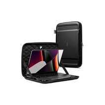 Spigen Macbook Pro 16인치 케이스 2021 지원 360° 내충격 보호 손실 방지 AirTag 장착 A2485용 노트북 케이스 4중 보호 기능 러기드 아마 프로 파우치 AFA04271 블랙