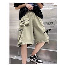 카고 반바지 남자 여름 농구 캐주얼 트레이닝 바지 와이드 얇은 5부 미디 팬츠