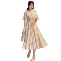 퀸하우스 러플소매 허리밴딩 캉캉원피스
