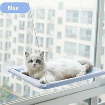 고양이 애완 동물 창 침대 고양이 창 퍼치 고양이 해먹 창 좌석 고양이 침대 고양이 휴식 집 태양 벽 침대 부드러운 흰 족제비 케이지, 파란색