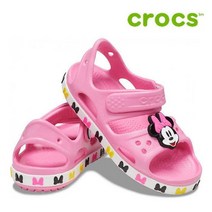 크록스 아동 샌들 41- 206170-669 Kids Crocs Fun Lab Crocband Disney Minnie Mouse Sandal Pink Lemonade