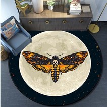 거실 캠핑 안마의자 러그 카페트 Death moth area rug gothic skull 라운드 바닥 매트 나비 달 거실 카펫 욕실 부엌 깔개 현관 매트
