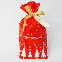 크리스마스 포장봉투 선물포장 - 중형 리본봉투 눈오는밤 레드 1p