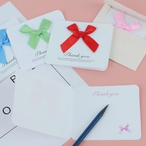 결혼후 인사말 메시지 깜찍 리본 감사 카드, 단일품목, 색상랜덤