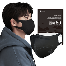 시노펙스 앱솔루트MB 데일리핏 KF80 새부리형 컬러 마스크 보건용 황사 미세먼지 귀편한 50매 중형, 블랙, 1개입