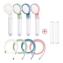 샤워기세트 셀프리빙 컬러 필터샤워기+PVC 호스+필터 2P 수압상승 꼬임 물때방지, 민트, 1세트, 2M