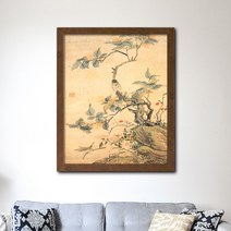 나봄갤러리 현재 심사정 - 화훼초충도 곤충그림 한국화 동양화 꽃그림, 4.내츄럴 브라운 액자