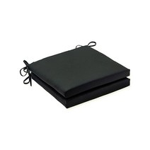 Pillow Perfect Fortress 솔리드 실내/실외 파티오 시트 쿠션 플러시 섬유 충전재 내후성 및 변색 방지 2개 블랙 둥근 모서리 47cm x 40.6cm18.5인치, Square Corner - 20