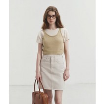 [매장정품] 던스트 DUNST MIDI DENIM SKIRT STONE 베이지_UDSK4A205I2
