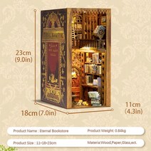 뒷골목책꽂이 책꽂이미니어처 북엔드 Cutebee diy book nook diy 미니어처 하우스 키트 가구 및 조명 영원한 서점 책 선반 삽입 키트 모델 용