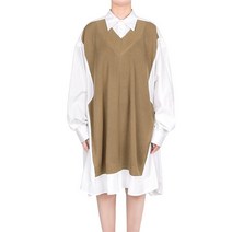 [메종마틴마르지엘라] 마르지엘라 22SS 카멜 브이넥 오버 셔츠 원피스 S51DL0356
