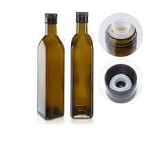 유리병 사각 올리브 500ml 엔틱갈색(A), 1개