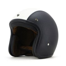 3/4 하프 헬멧 아라이램5 오픈페이스 AGV 덱스톤 SOL 할리 비틀 쇼에이 보난자 오토바이 용품 매장, 블랙 앤 화이트 가죽 [뿔 안감]