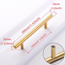 50mm-500mm 스테인레스 스틸 주방 문 캐비닛 T 바 손잡이 당김 가구 찬장 서랍, [30] Gold 192mm, 30 Gold 192mm