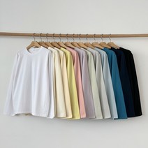 KUKU 에이블앤코 여성 무지 긴팔티 20수 12color 프리미엄 단체 빅사이즈 국산 루즈핏 이너 기본 티셔츠