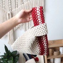 마크라메 가방만들기 손뜨개 버킷백 DIY 제작 키트, 레드