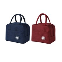 보온 보냉 도시락 가방 2종 세트, 네이비+레드