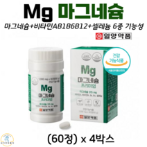 일양약품 MG마그네슘 프리미엄 눈건강 항산화 식약처인증 마그내슘 마그네슘, 4박스, 60정