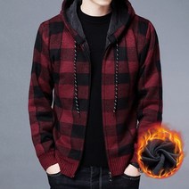 남성가디건 카디건 오버핏 남자 롱 니트 라운드 집업 숄카라 가디건 용 코트 가을 겨울 두꺼운 후드 격자 무늬 울 점퍼 지퍼 양털 코트 용