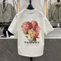리버클래시 22S/S 아이보리 뒷면 유화 플라워 프린팅 세미오버핏 반팔 티셔츠 (LIS 41841)